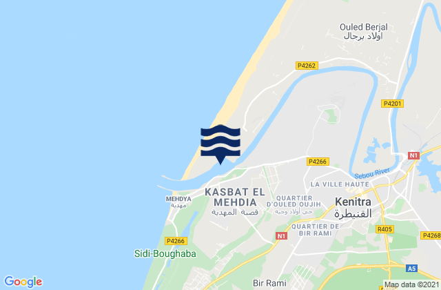 Mapa da tábua de marés em Kenitra, Morocco