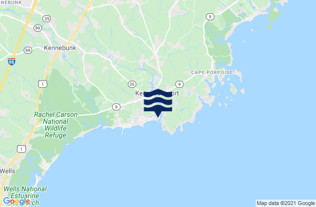 Mapa da tábua de marés em Kennebunkport, United States