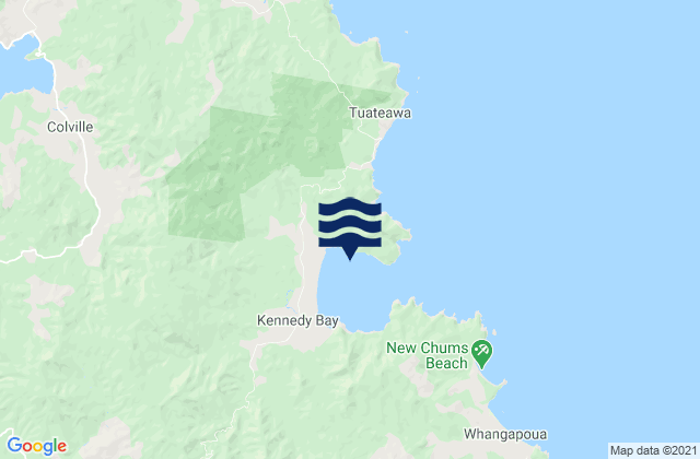 Mapa da tábua de marés em Kennedys Bay, New Zealand
