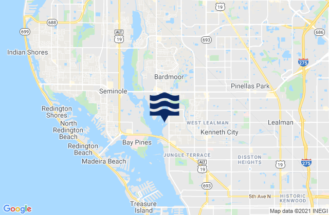 Mapa da tábua de marés em Kenneth City, United States