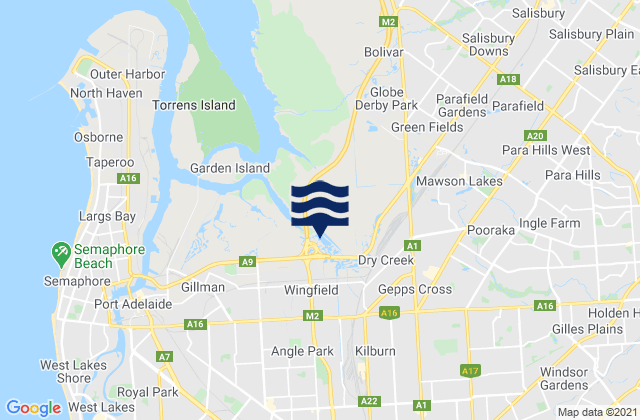 Mapa da tábua de marés em Kensington Gardens, Australia