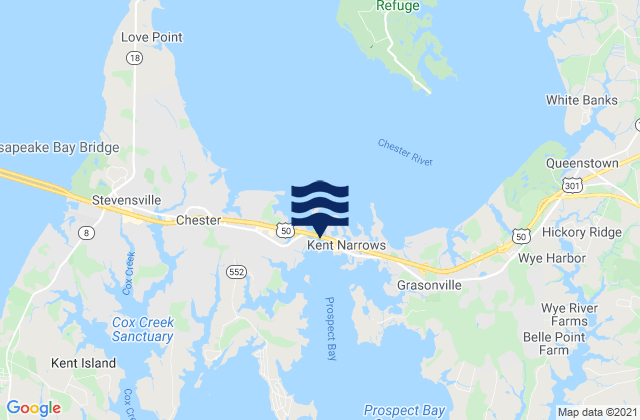 Mapa da tábua de marés em Kent Island Narrows (highway bridge), United States