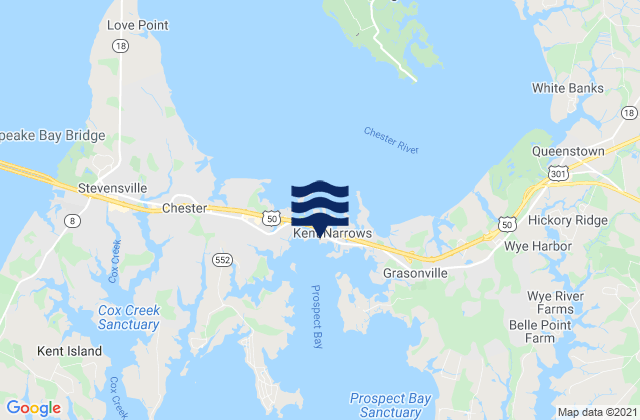 Mapa da tábua de marés em Kent Island Narrows, United States