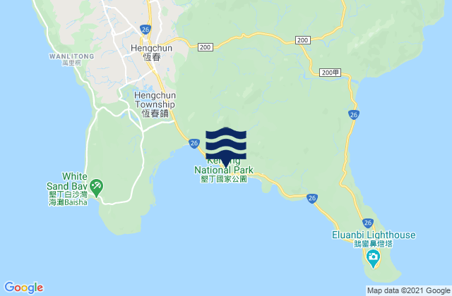 Mapa da tábua de marés em Kenting, Taiwan