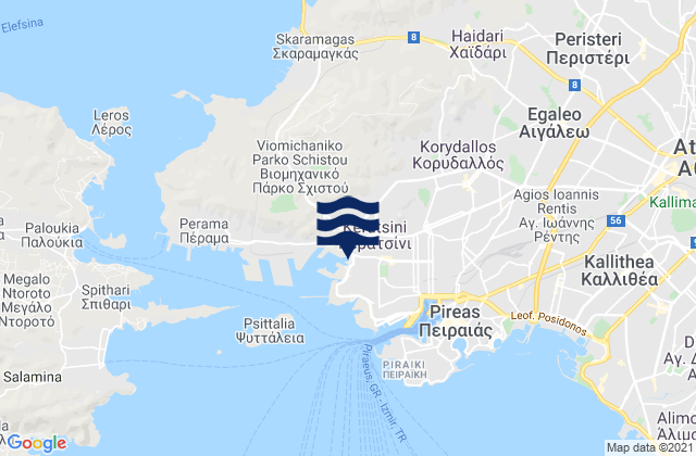 Mapa da tábua de marés em Keratsíni, Greece