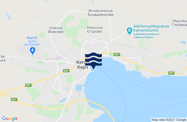 Mapa da tábua de marés em Kerch, Ukraine