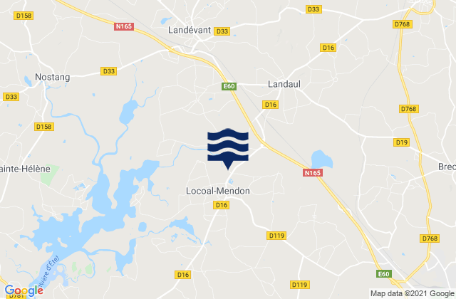 Mapa da tábua de marés em Kerhillio, France
