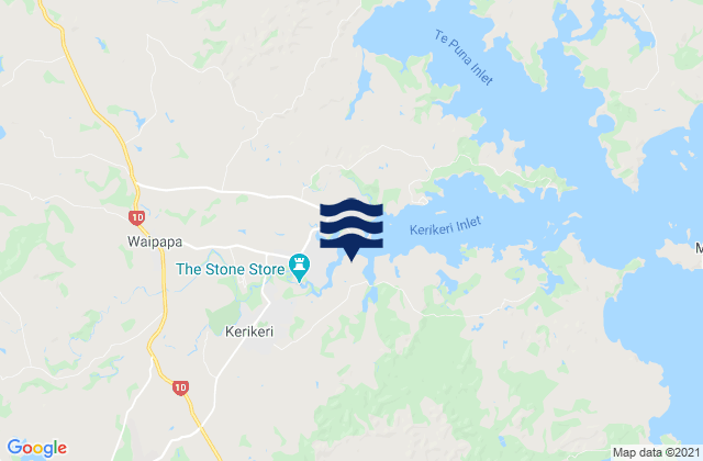 Mapa da tábua de marés em Kerikeri, New Zealand