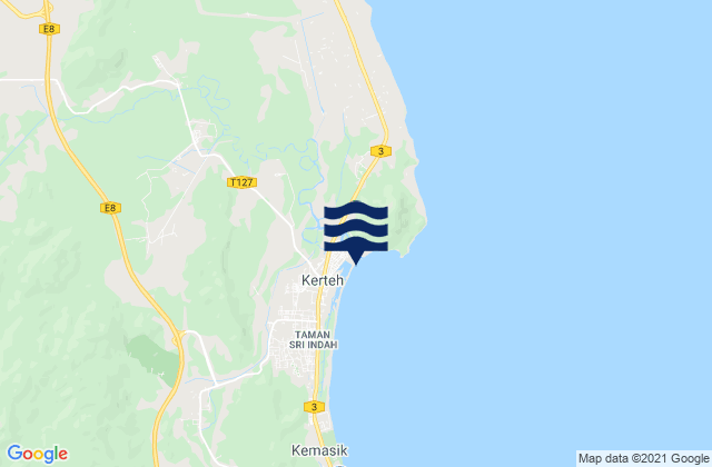 Mapa da tábua de marés em Kertih, Malaysia