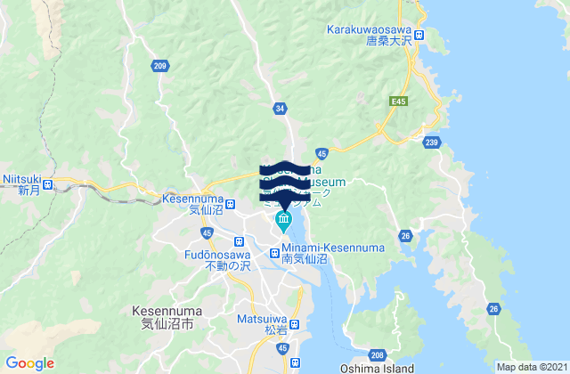 Mapa da tábua de marés em Kesennuma Shi, Japan