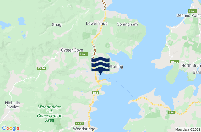 Mapa da tábua de marés em Kettering, Australia