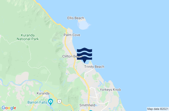 Mapa da tábua de marés em Kewarra Beach, Australia