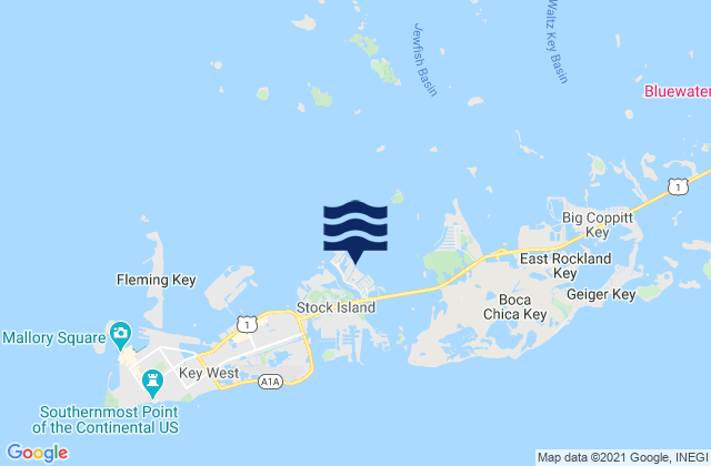 Mapa da tábua de marés em Key Haven - Stock Island Channel, United States