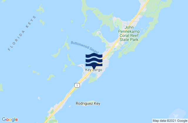 Mapa da tábua de marés em Key Largo, United States
