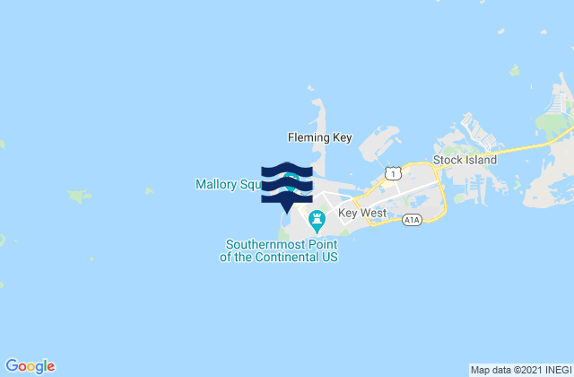 Mapa da tábua de marés em Key West (Naval Base), United States