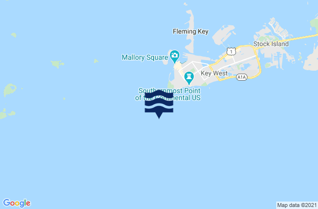 Mapa da tábua de marés em Key West Channel Cut-A Cut-B Turn, United States