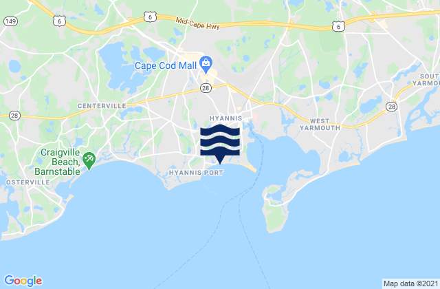 Mapa da tábua de marés em Keyes Beach, United States