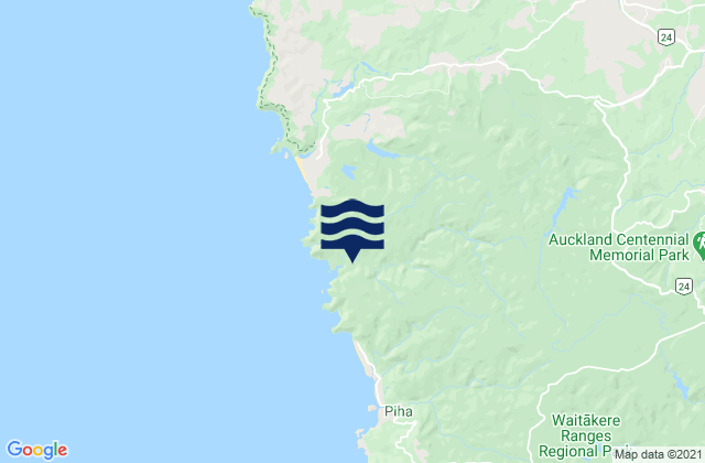 Mapa da tábua de marés em Keyhole Rock, New Zealand