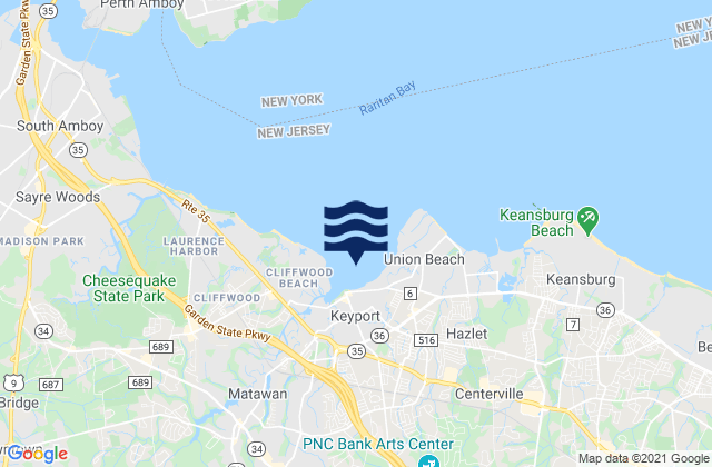 Mapa da tábua de marés em Keyport Harbor, United States