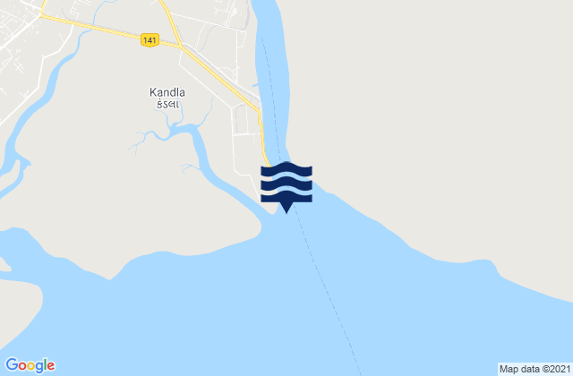 Mapa da tábua de marés em Khori Creek, India