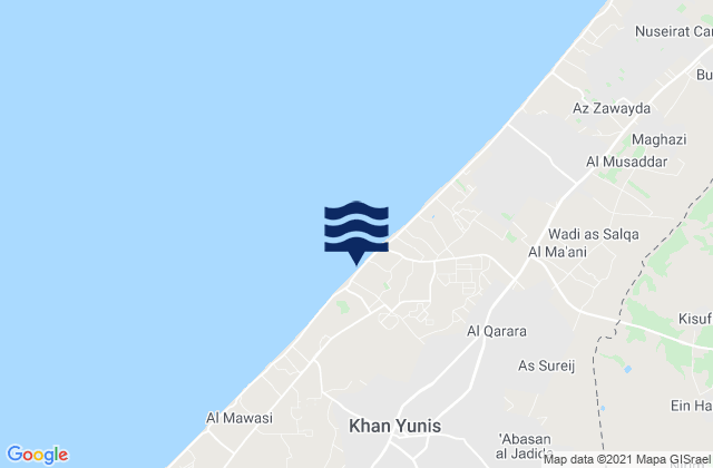 Mapa da tábua de marés em Khuzā‘ah, Palestinian Territory
