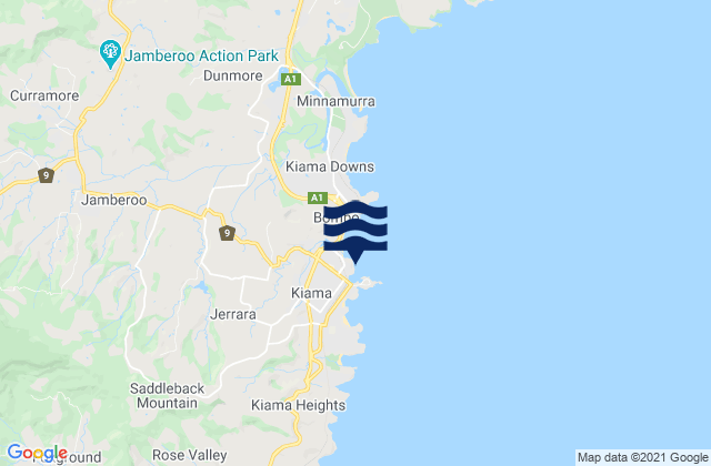 Mapa da tábua de marés em Kiama, Australia