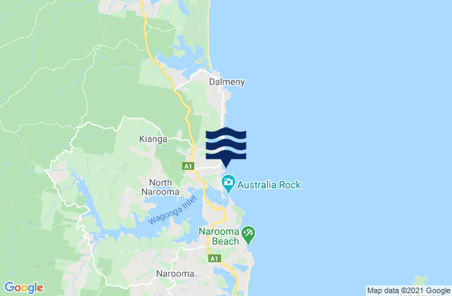 Mapa da tábua de marés em Kianga Point, Australia