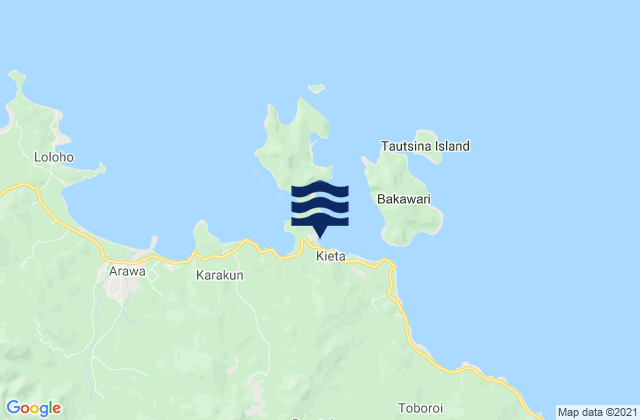 Mapa da tábua de marés em Kieta, Papua New Guinea