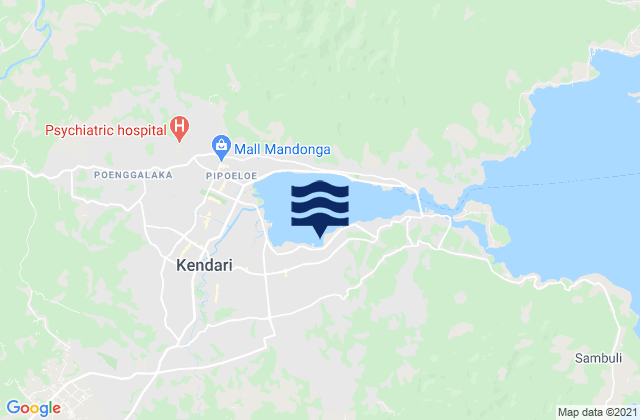 Mapa da tábua de marés em Kijang, Indonesia