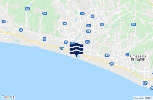 Mapa da tábua de marés em Kikugawa-shi, Japan