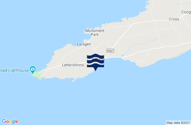 Mapa da tábua de marés em Kilbaha Bay, Ireland