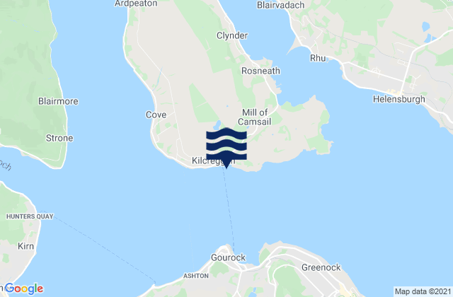 Mapa da tábua de marés em Kilcreggan Bay, United Kingdom