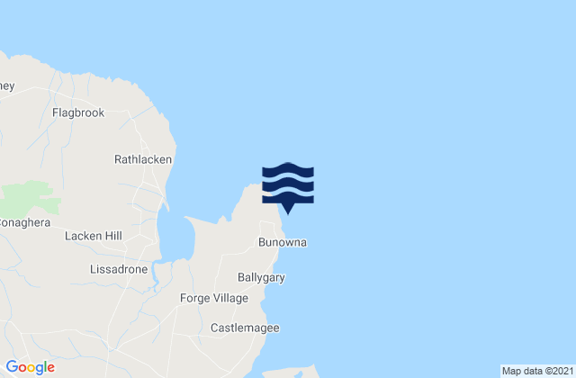 Mapa da tábua de marés em Kilcummin Harbour, Ireland