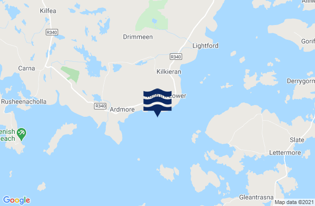 Mapa da tábua de marés em Kilkieran Bay, Ireland