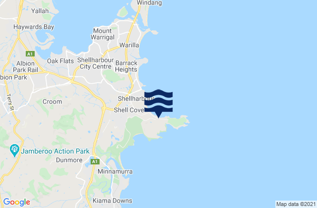 Mapa da tábua de marés em Killalea Beach, Australia
