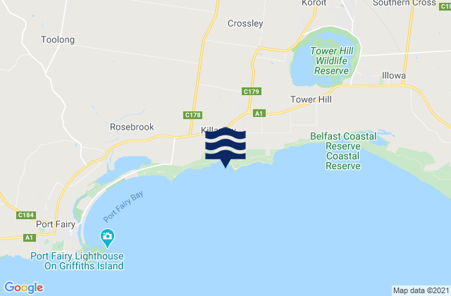 Mapa da tábua de marés em Killarney Beach, Australia