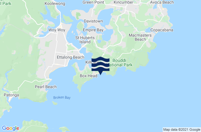 Mapa da tábua de marés em Killcare Beach, Australia