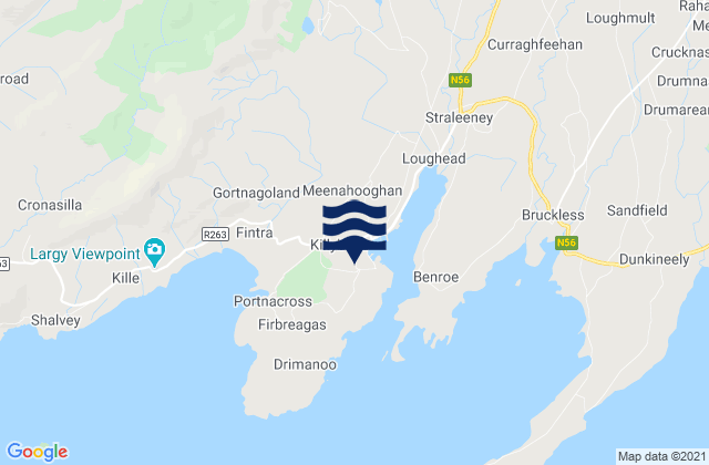 Mapa da tábua de marés em Killybegs, Ireland