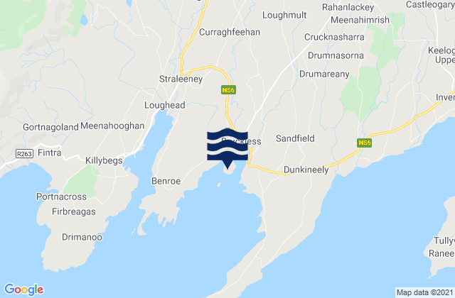 Mapa da tábua de marés em Killybegs Port, Ireland