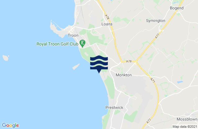Mapa da tábua de marés em Kilmarnock, United Kingdom