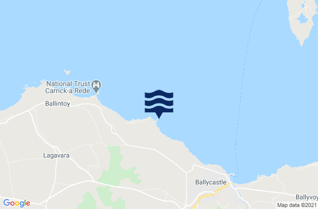 Mapa da tábua de marés em Kinbane Head, United Kingdom