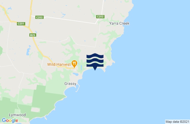 Mapa da tábua de marés em King Island (Grassy), Australia