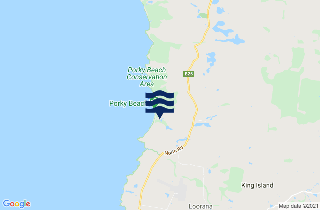 Mapa da tábua de marés em King Island, Australia