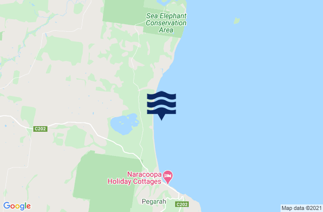 Mapa da tábua de marés em King Island, Australia