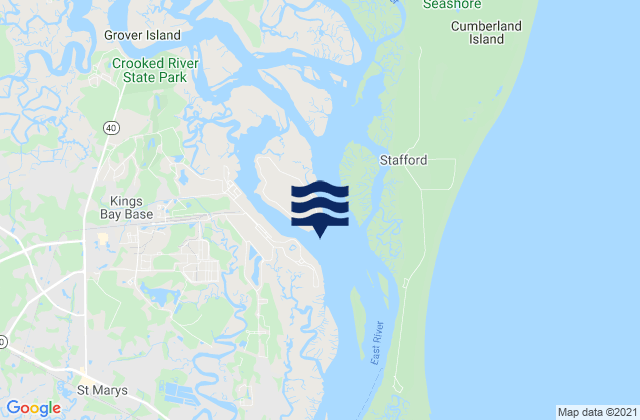 Mapa da tábua de marés em Kings Bay (Navy Base), United States