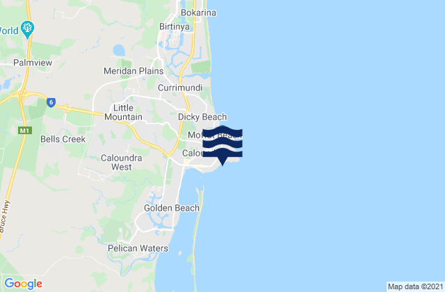 Mapa da tábua de marés em Kings Beach, Australia
