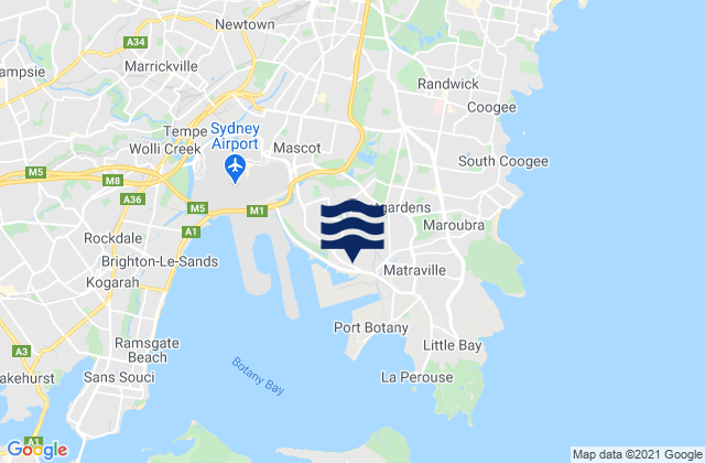 Mapa da tábua de marés em Kingsford, Australia