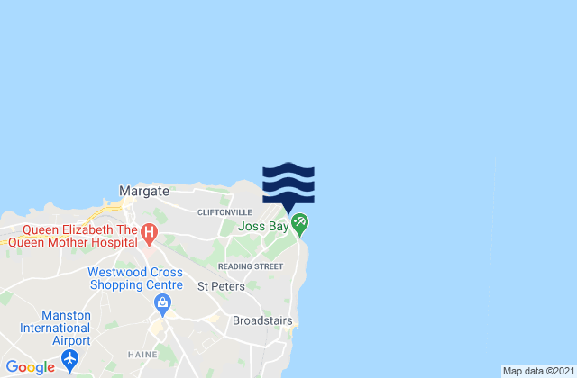 Mapa da tábua de marés em Kingsgate Bay Beach, United Kingdom