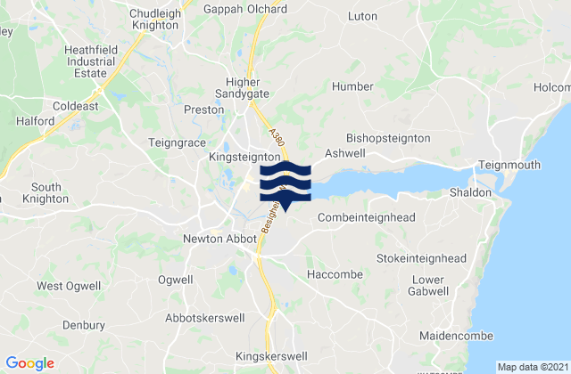 Mapa da tábua de marés em Kingskerswell, United Kingdom
