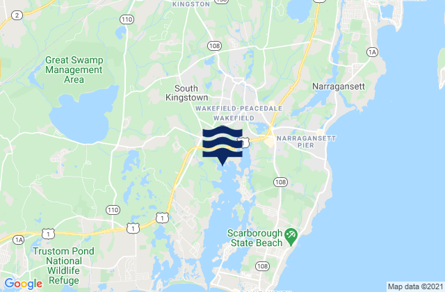 Mapa da tábua de marés em Kingston, United States